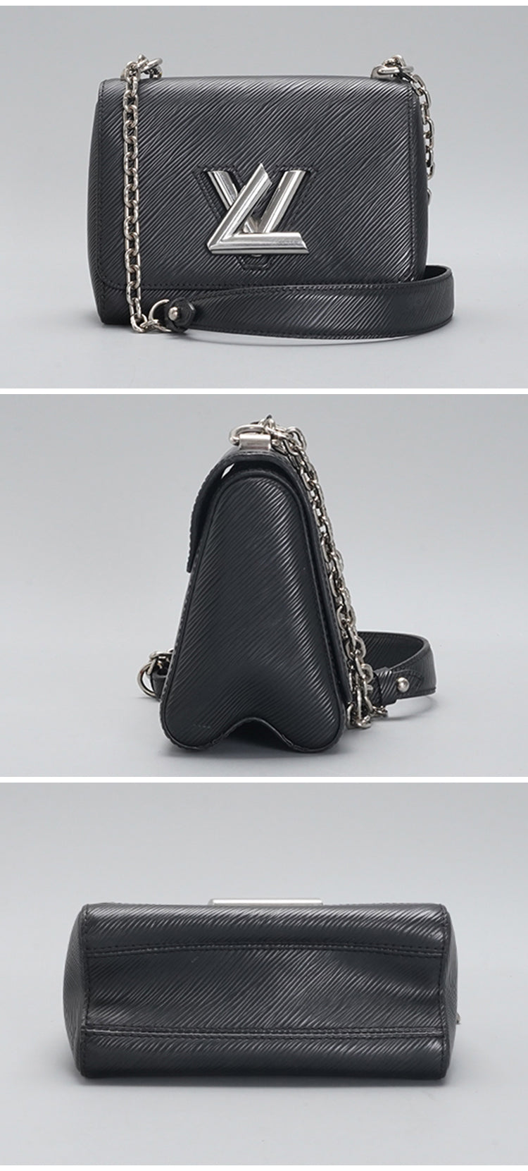 Louis Vuitton Epi Twist MM Chain Black Leather  Shoulder Bag BGT128340
