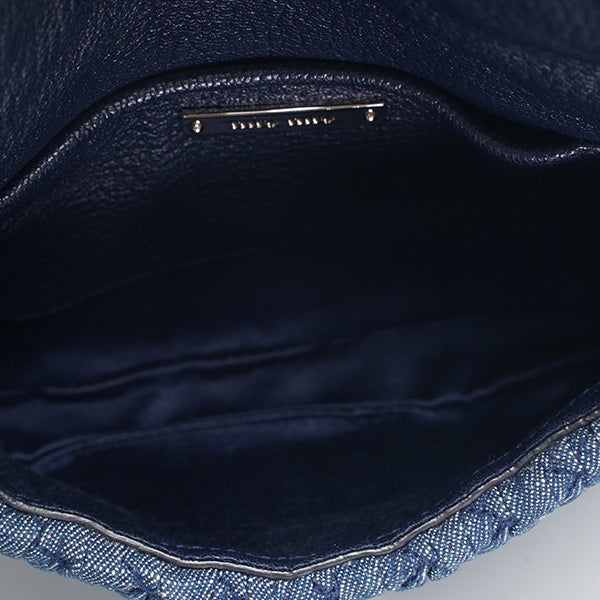 Miu Miu Crystal Shoulder Bag Matelasse Denim Medium BGP205111