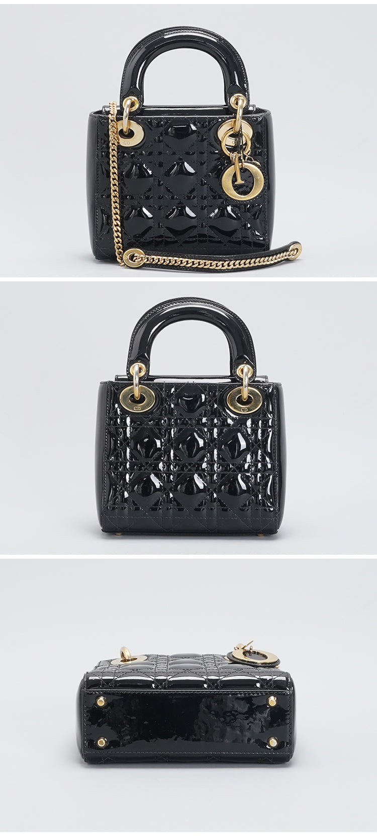 Dior Patent Leather Mini Lady Dior Tote Bag 17cm BGP185984