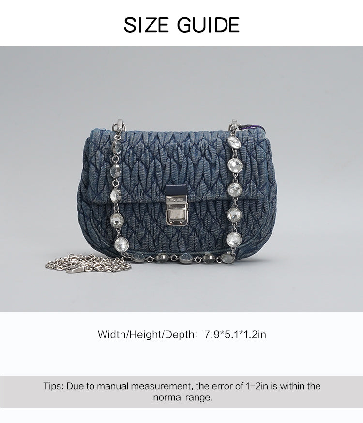 Miu Miu Crystal Shoulder Bag Matelasse Denim Medium BGP205111
